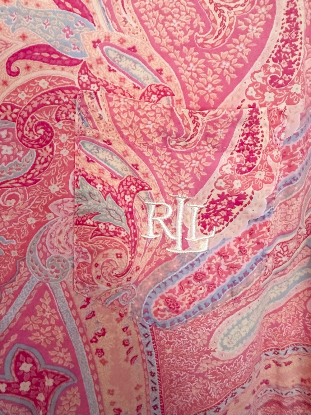 Lauren Ralph Lauren Pink Paisley Sleep Shirt Night Shirt Long Sleeve Size Medium - Picture 7 of 12